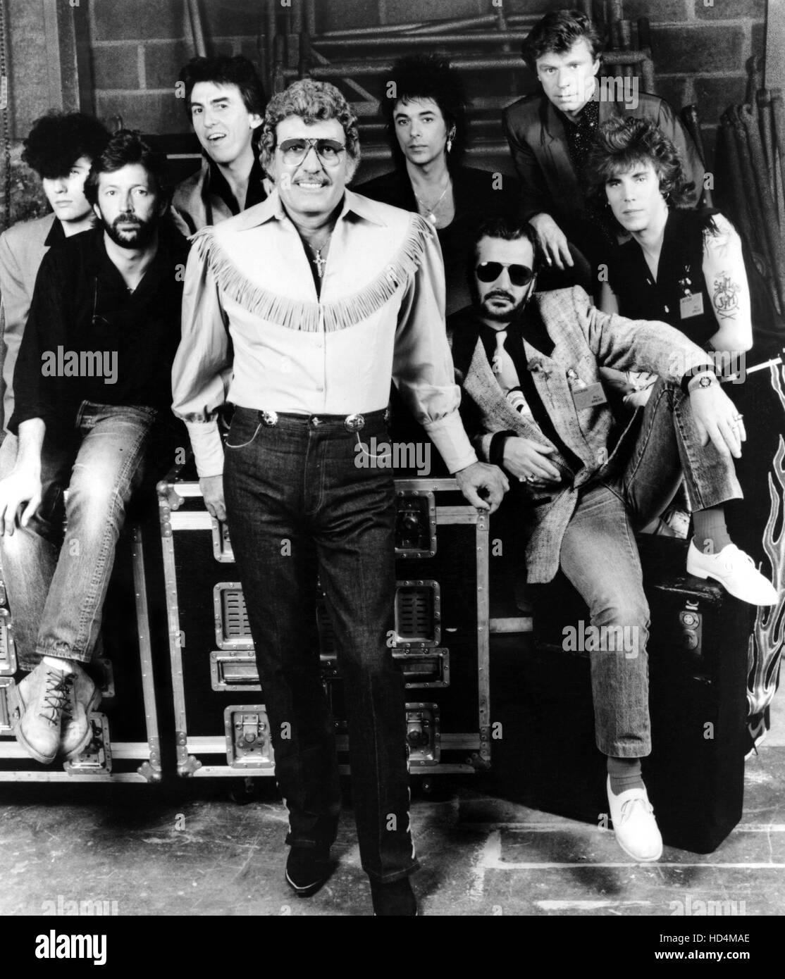 A ROCKABILLY SESSION: CARL PERKINS & FRIENDS, Lee Rocker, Eric Clapton, Geroge Harrison, Carl Perkins, Earl Slick, Ringo Starr, Stock Photo
