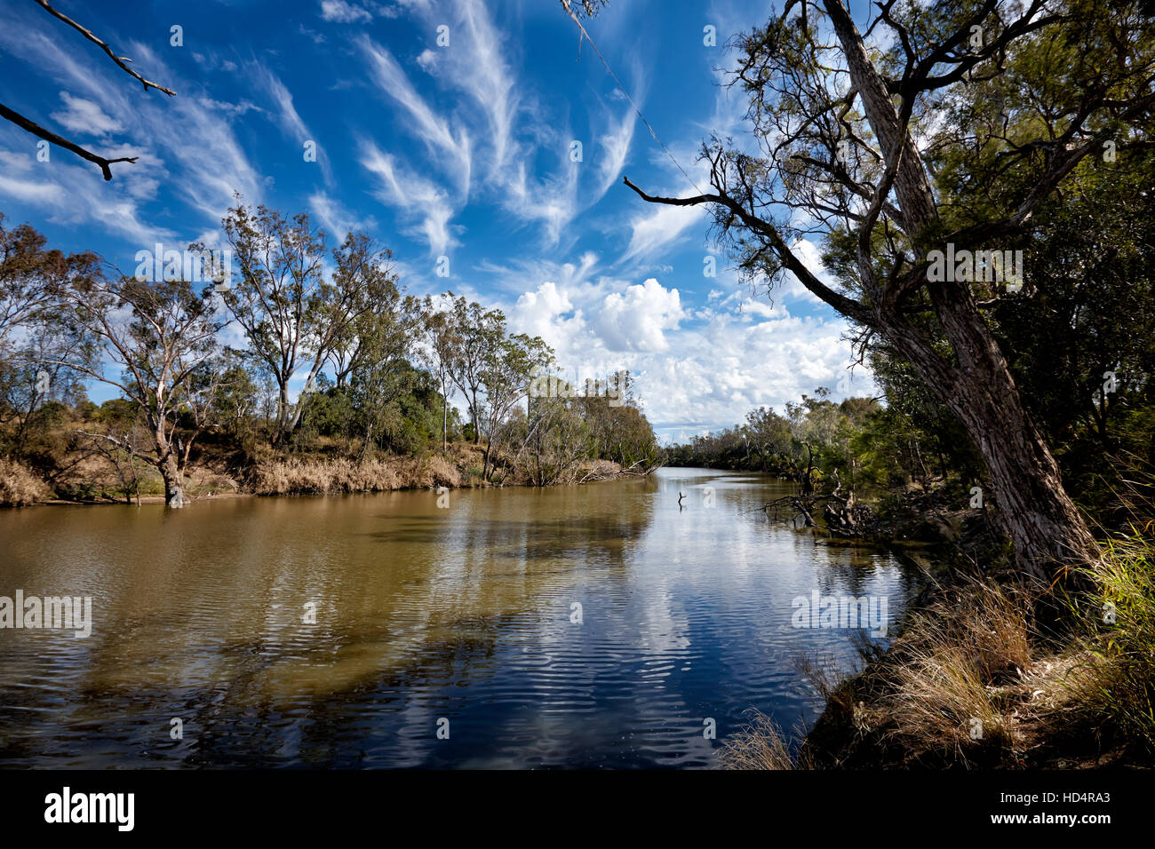The Gwydir River North East of Moree in NSW. Stock Photo