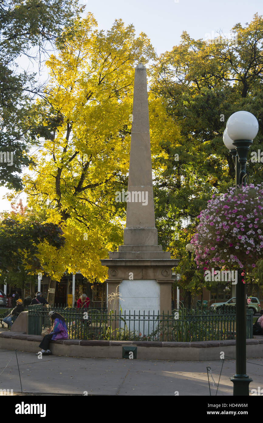 New Mexico, Santa Fe, Santa Fe Plaza Stock Photo