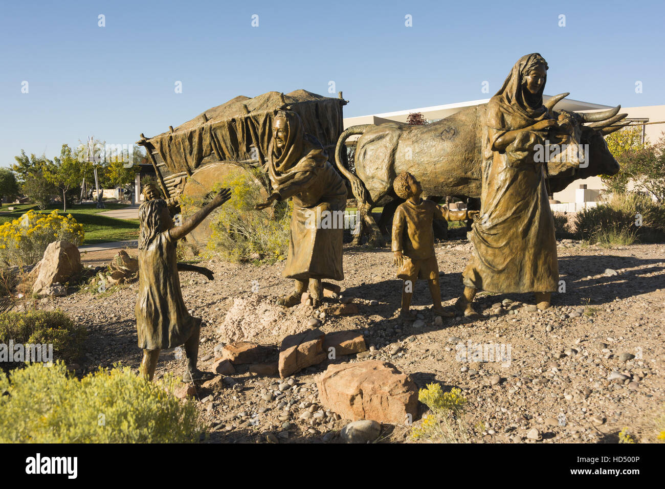 New Mexico, Albuquerque, Albuquerque Museum of Art and History, La Jornada sculpture by Reynaldo Sonny Rivera, 2005 Stock Photo
