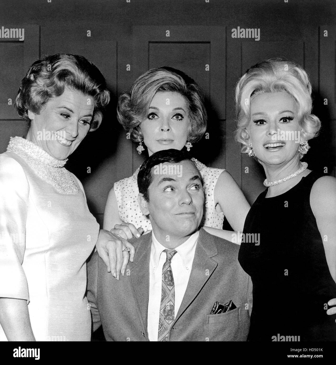 THE HOLLYWOOD SQUARES, (l-r): Rose Marie, Barbara Bain, Eva Gabor, Peter  Marshall (in front), (1968) 1965-82 Stock Photo - Alamy