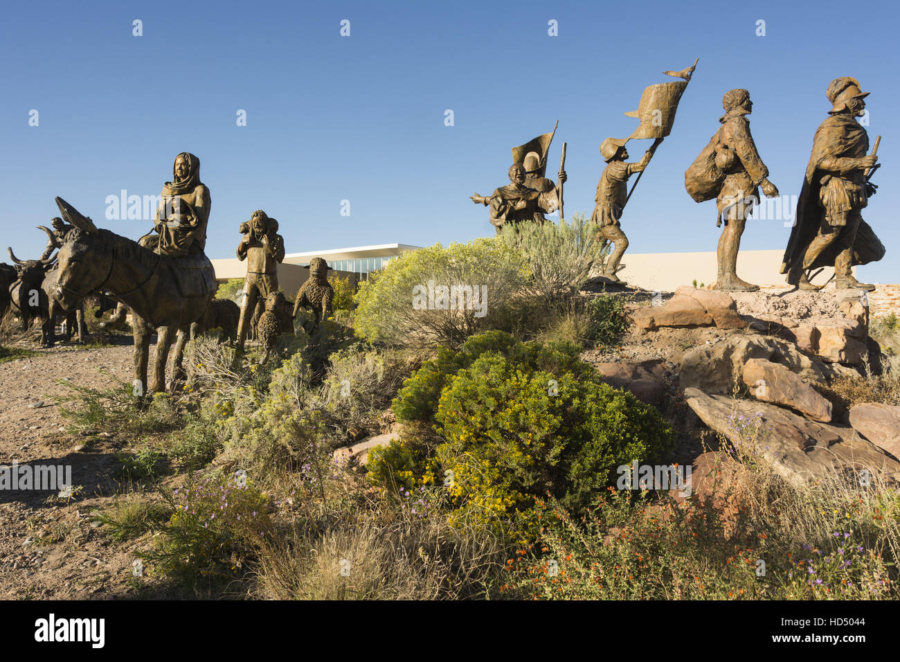 New Mexico, Albuquerque, Albuquerque Museum of Art and History, La Jornada sculpture by Reynaldo Sonny Rivera, 2005 Stock Photo