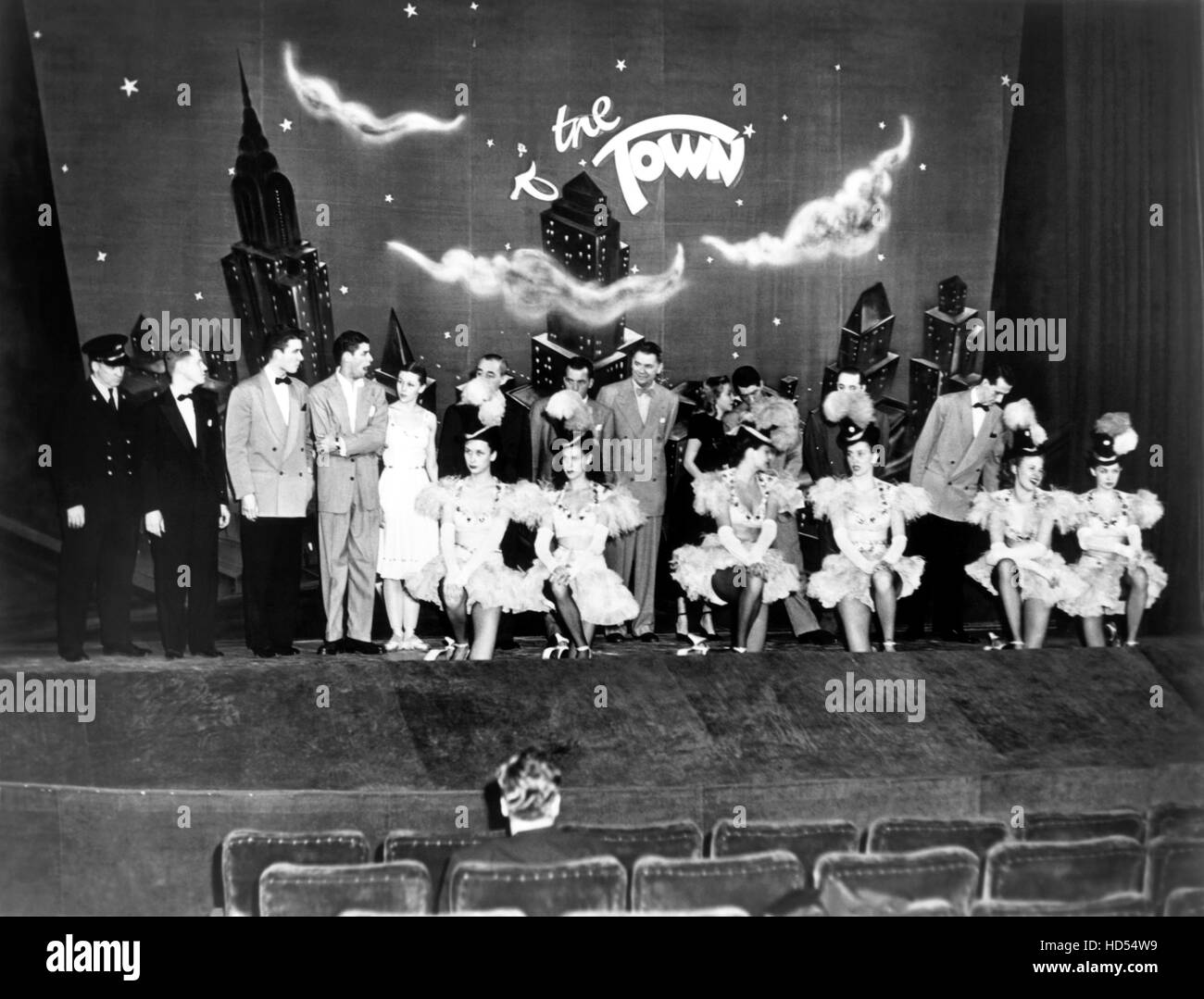 THE ED SULLIVAN SHOW, (aka THE TOAST OF THE TOWN), rehearsal for finale of first show, standing; Jerry Lewis (fourth from Stock Photo
