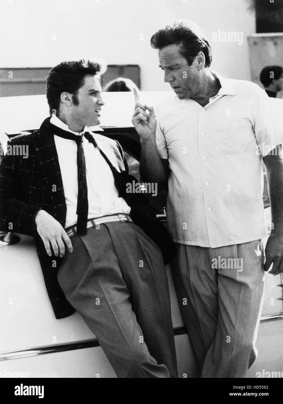 ELVIS, from left: Kurt Russell as Elvis Presley, Bing Russell, 1979