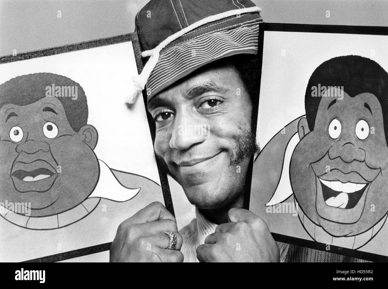 FAT ALBERT AND THE COSBY KIDS, Bill Cosby with drawings of Fat Albert, 1972-85 Stock Photo