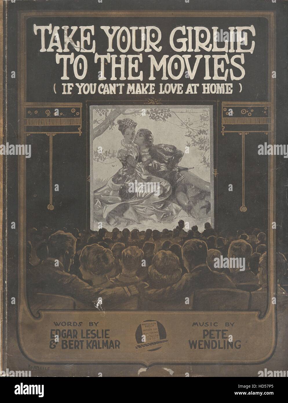 'Take Your Girlie to the Movies' 1919 Movie Sheet Music Cover. Stock Photo