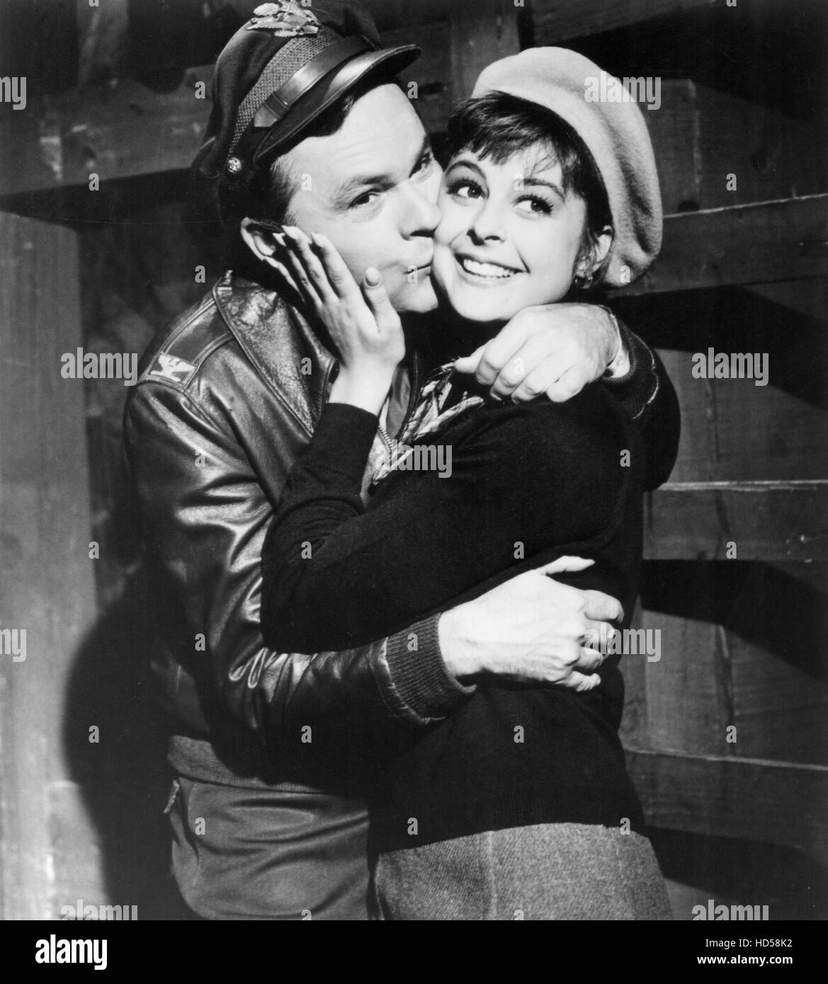 HOGAN S HEROES Bob Crane Brenda Benet in Season 3 episode Is There A Doctor In The House January 6 1968 Stock Photo Alamy