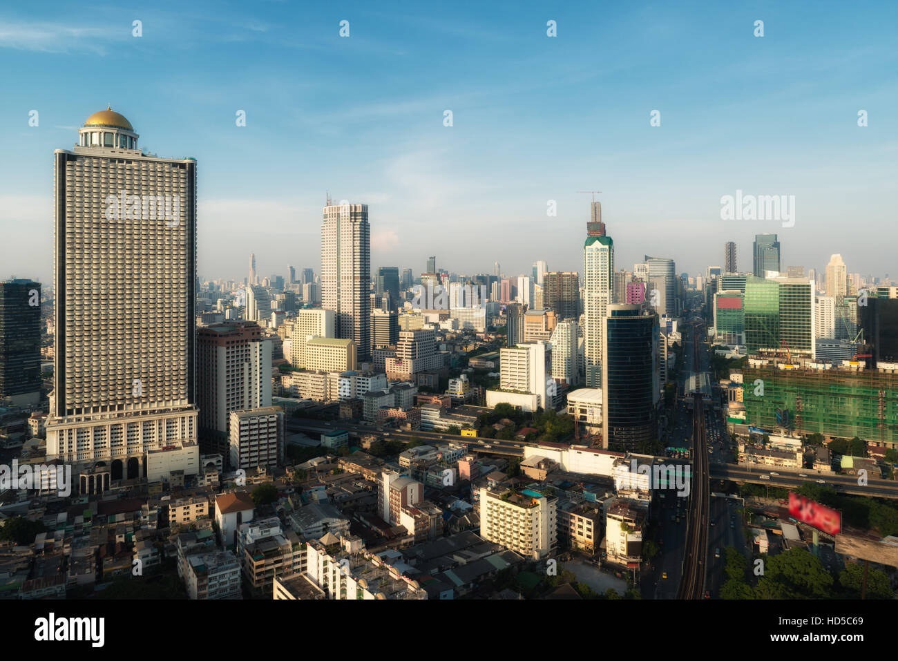 Aerial view of Bangkok modern office buildings in Bangkok city downtown ...