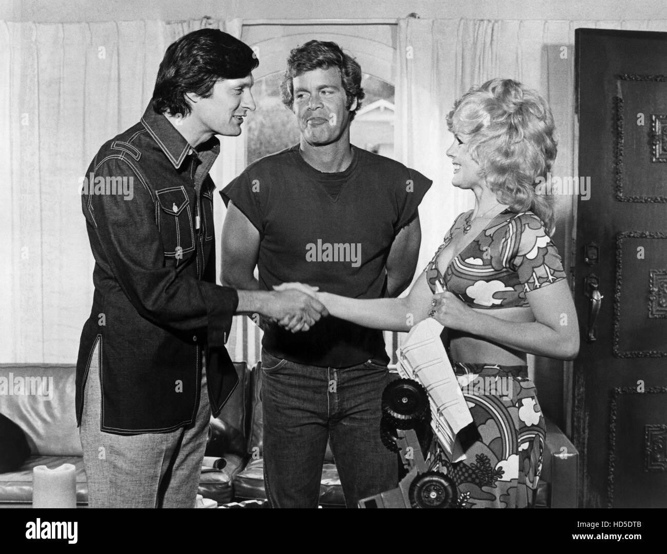 PLAYMATES, from left Alan Alda, Doug McClure, Connie Stevens, 1972