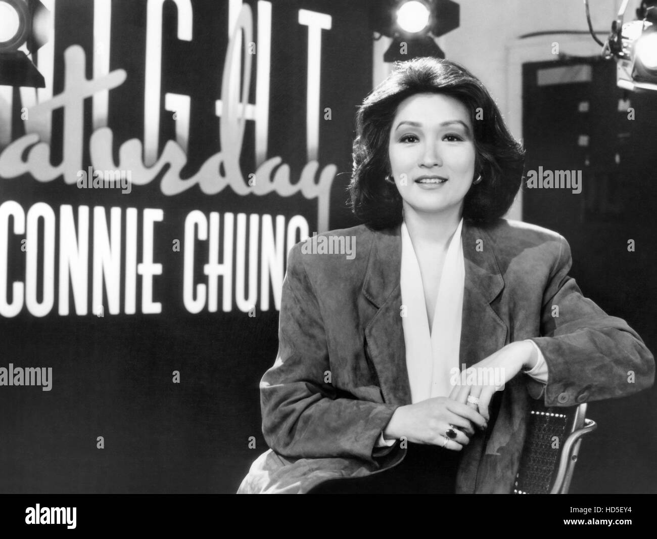 SATURDAY NIGHT WITH CONNIE CHUNG, host Connie Chung, 1989. © CBS / Courtesy: Everett Collection Stock Photo