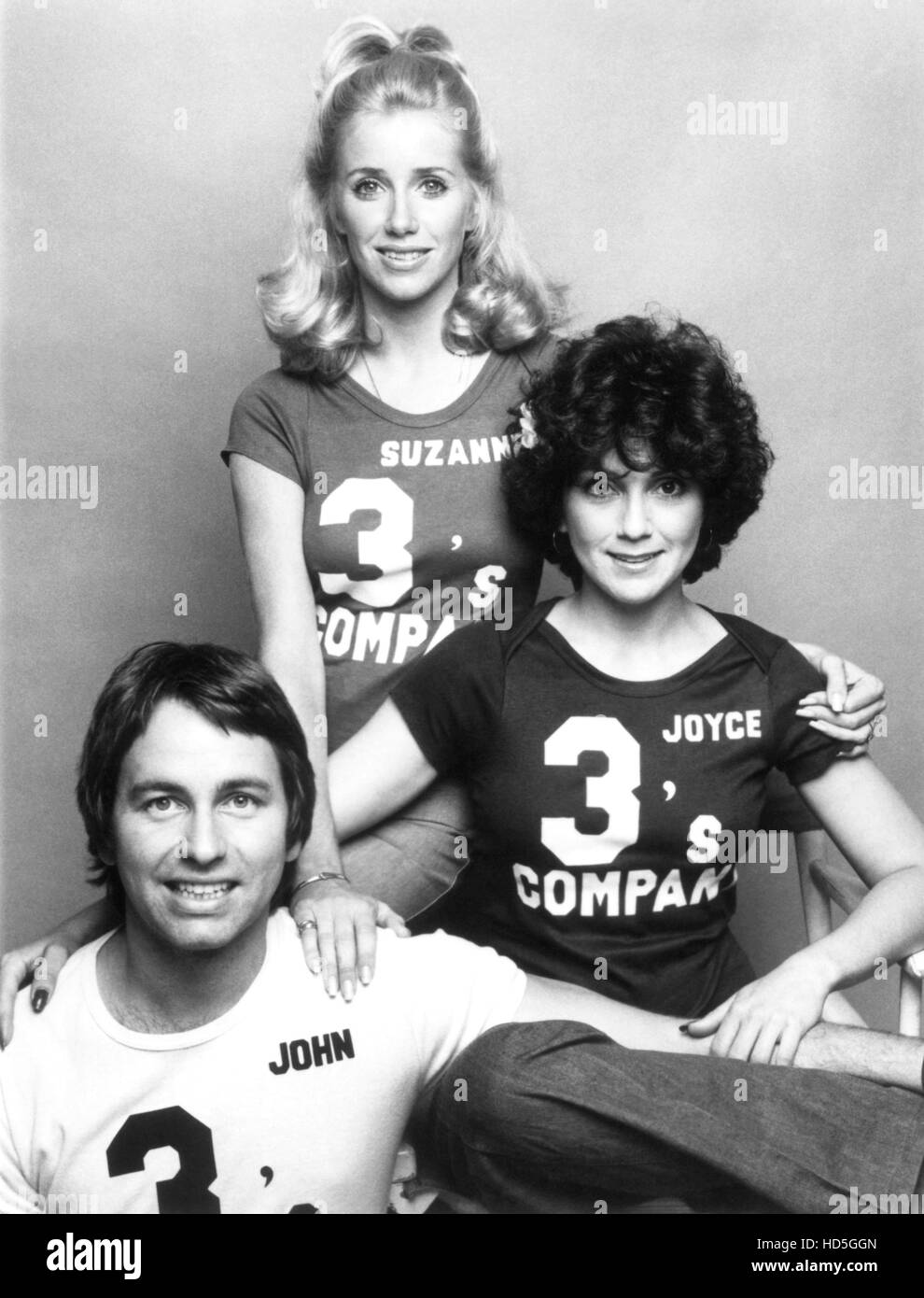 Threes Company From Top Suzanne Somers Joyce Dewitt John Ritter Season 1 1977 84 Stock 2410