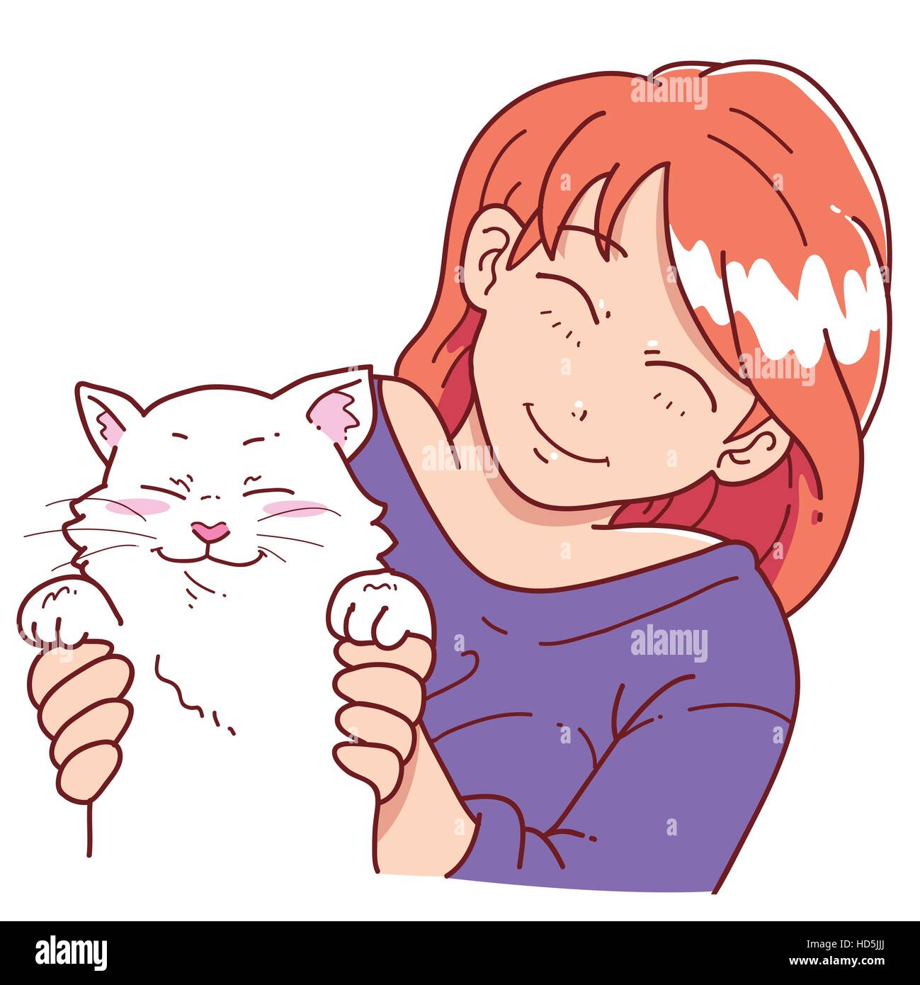 Girl holding cat Stock Vector Image & Art - Alamy