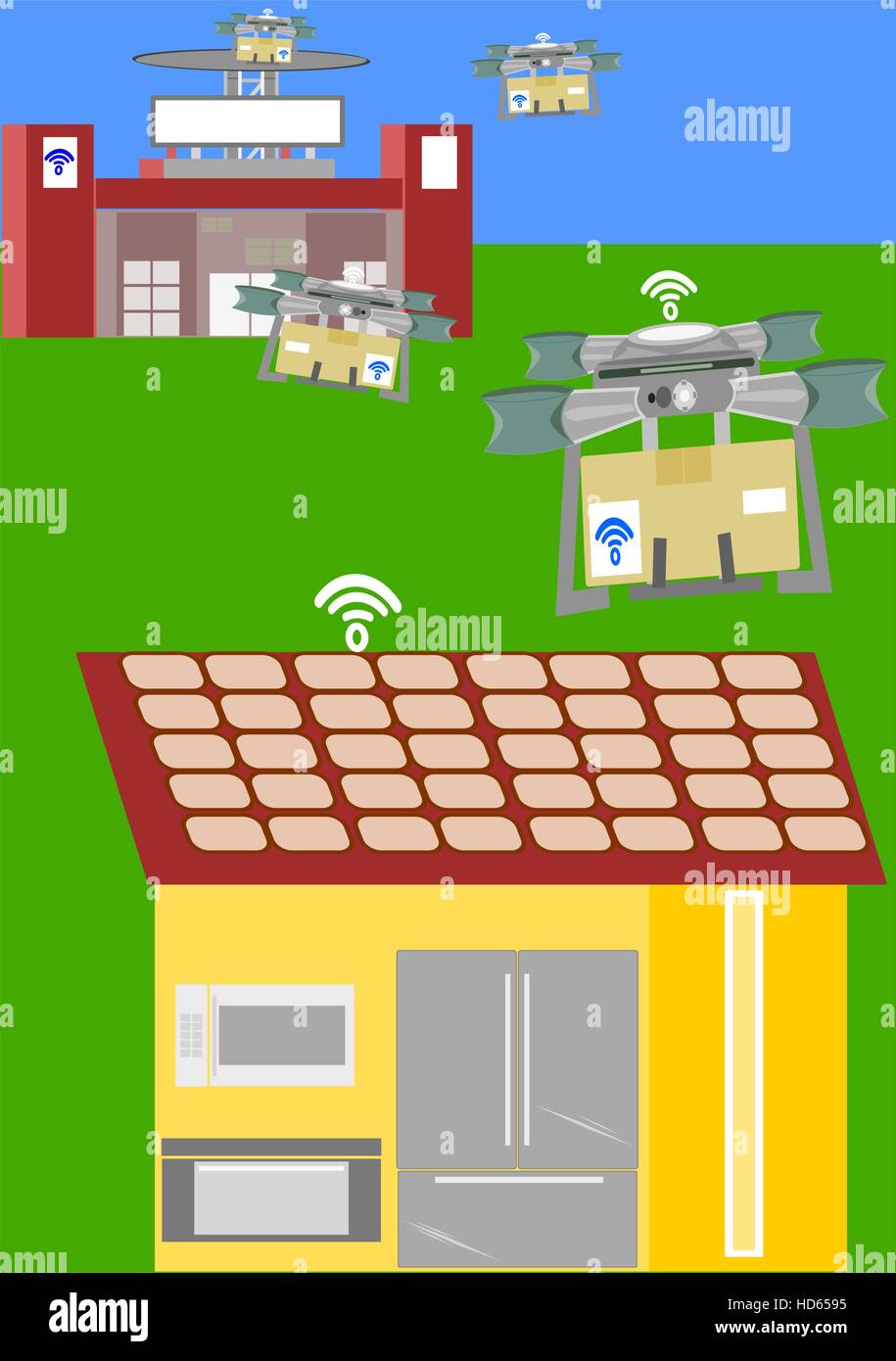 drone delivery concept Stock Vector Image & Art - Alamy
