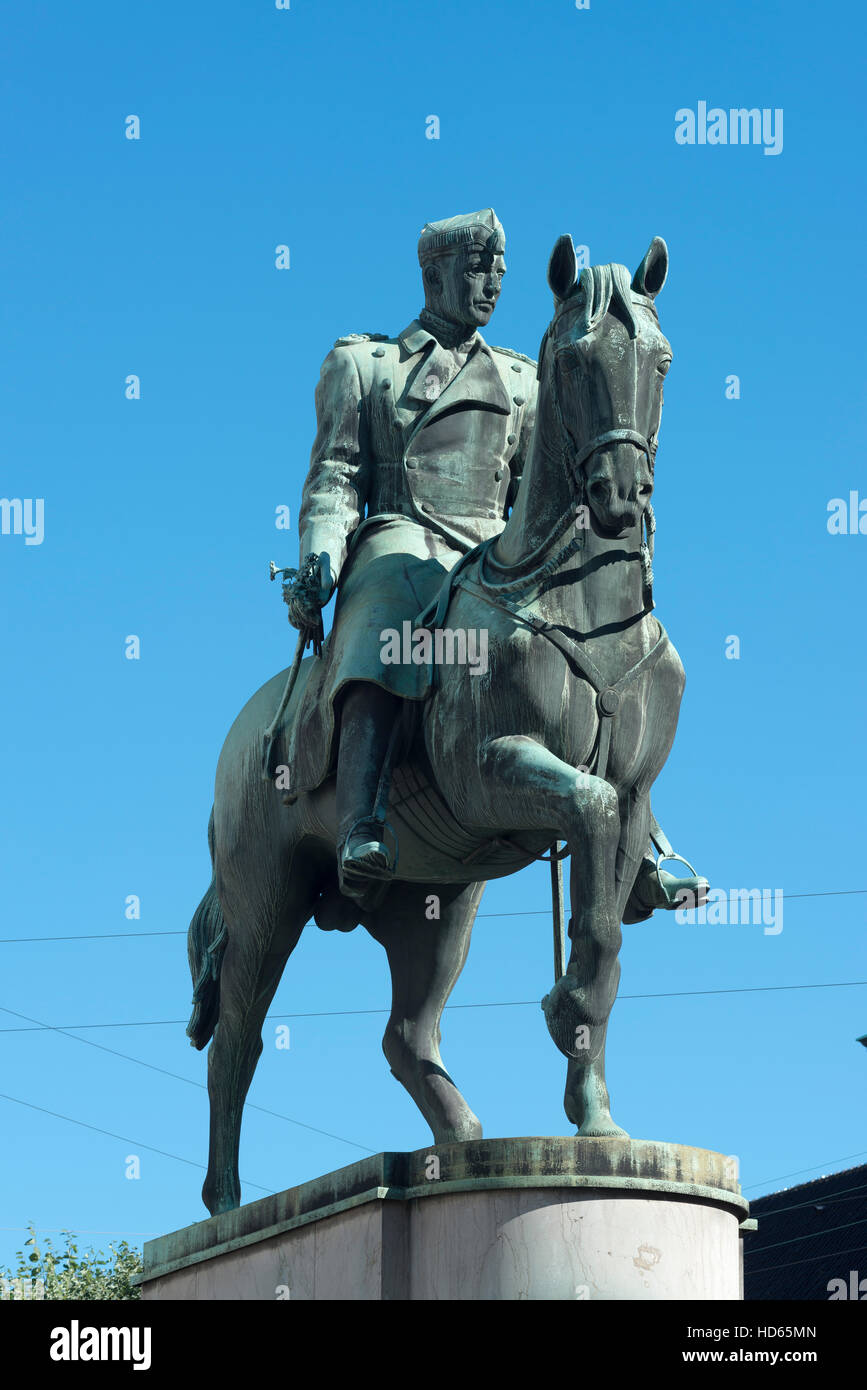Equestrian monument of King Christian X, 1912-1947, St. Ann's Square, Copenhagen, Denmark Stock Photo