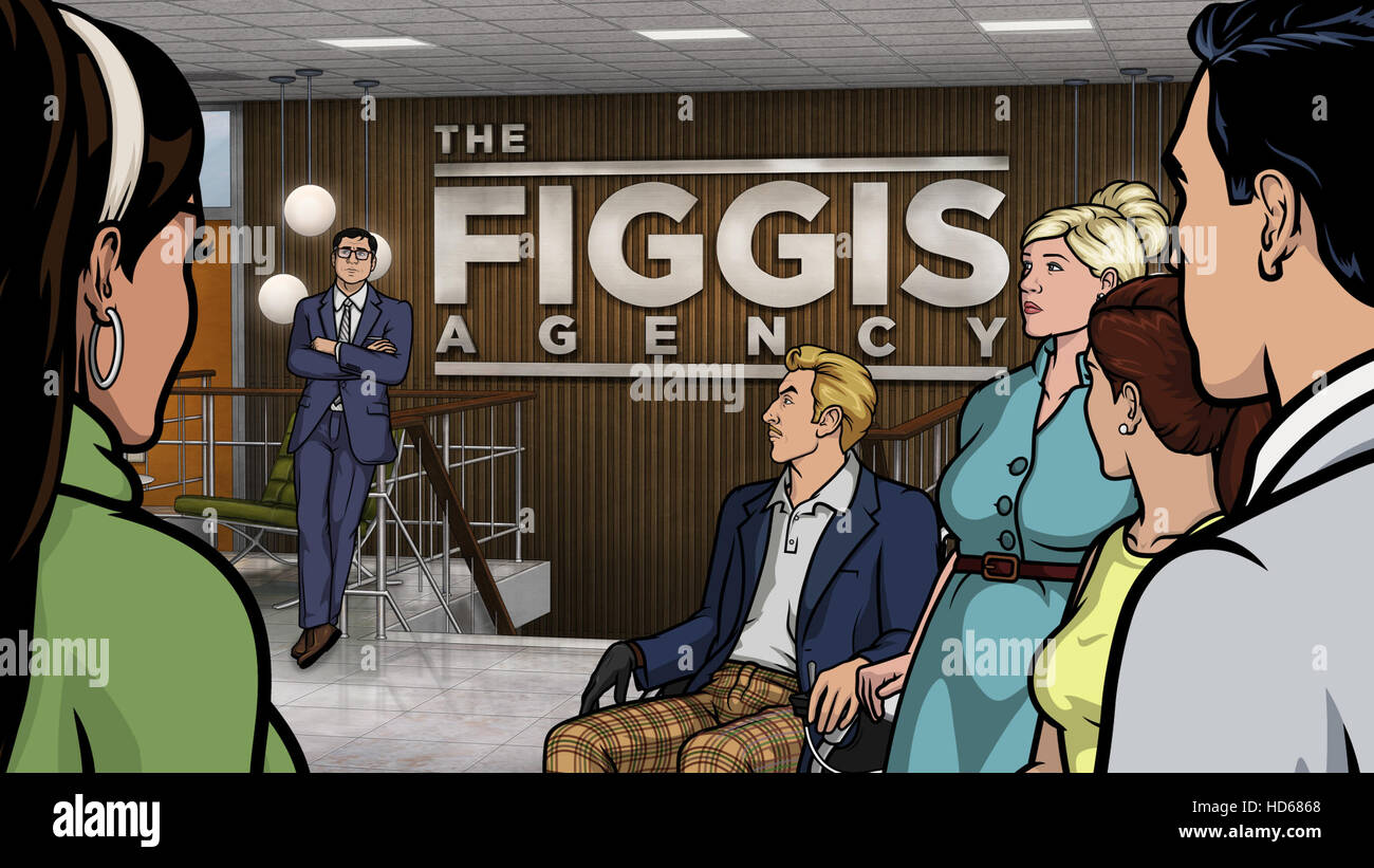 ARCHER, (starting 2nd from left) Cyril Figgis, Agent Ray Gillette, Pam