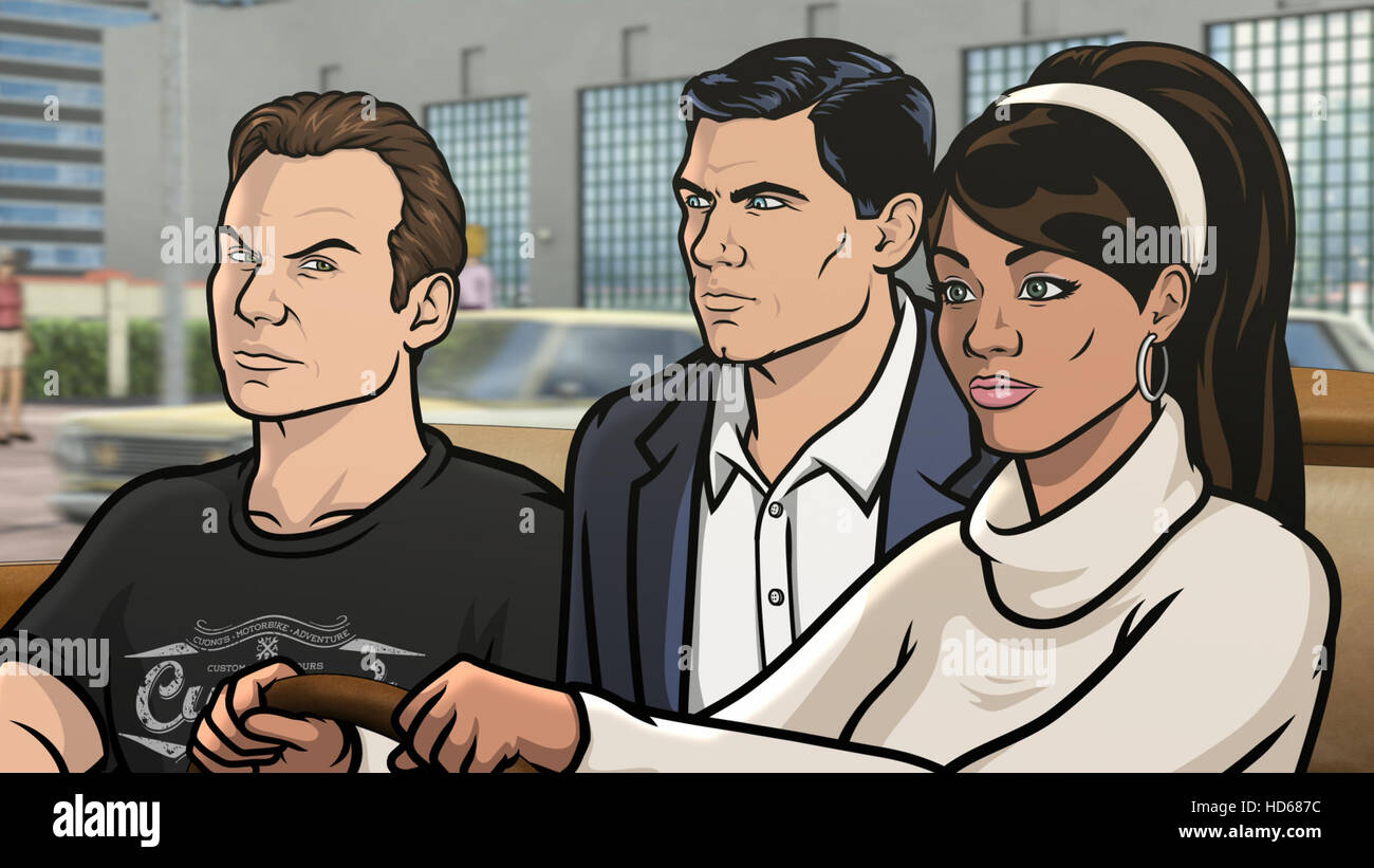 ARCHER, l-r: Slater (voice: Christian Slater), Sterling Archer (voice: H.  Jon Benjamin), Lana Kane (voice: Aisha Tyler) in Stock Photo - Alamy