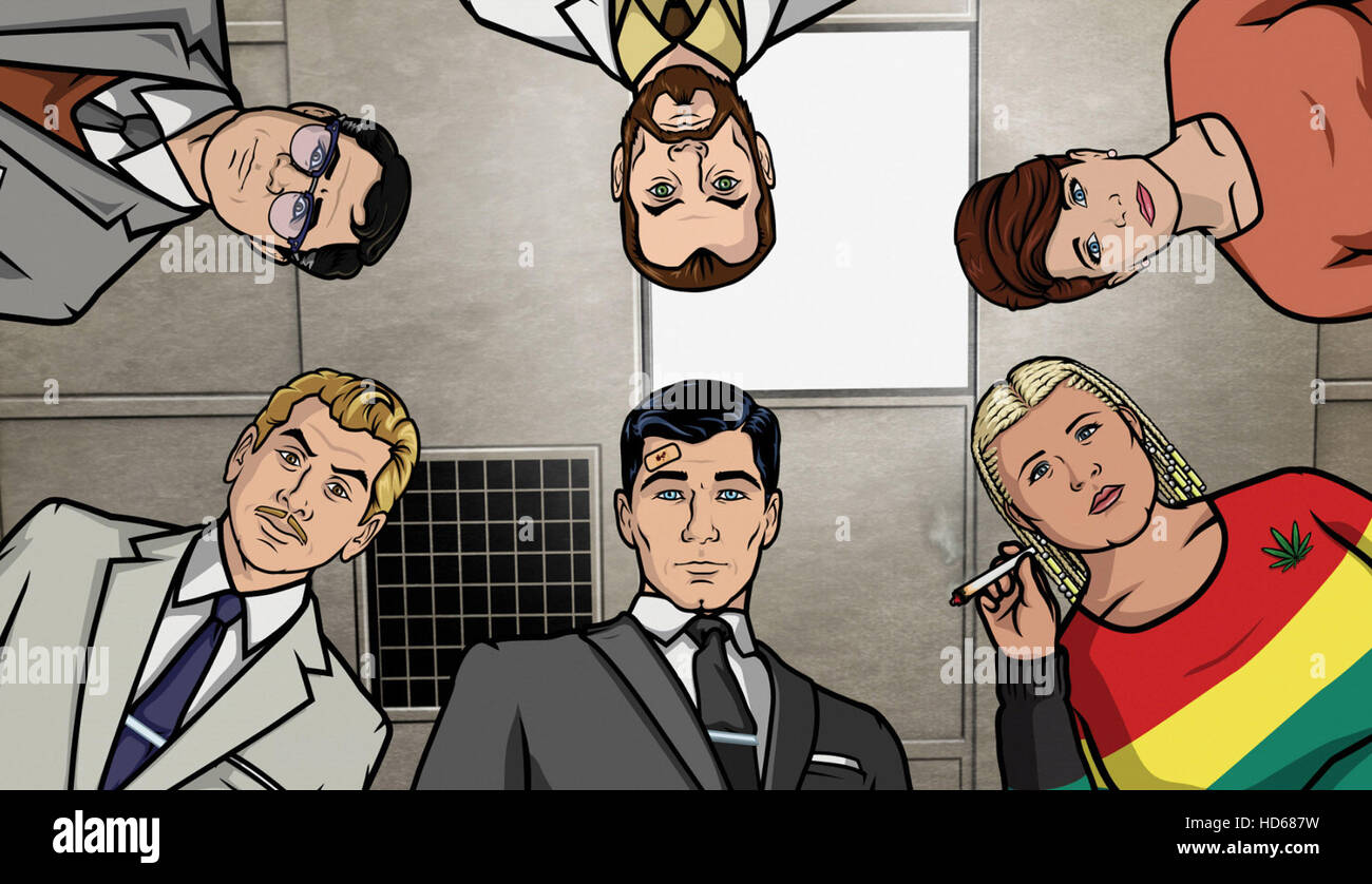 ARCHER, (clockwise, from upper left) Cyril Figgs, Dr. Krieger, Cheryl
