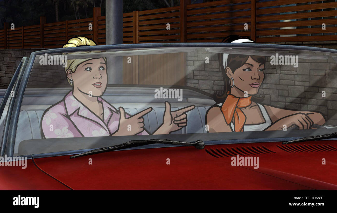 ARCHER, l-r: Pam Poovey (voice: Amber Nash), Lana Kane (voice: Aisha Tyler), in 'Archer Vice: A Kiss While Dying' (Season 5, Stock Photo