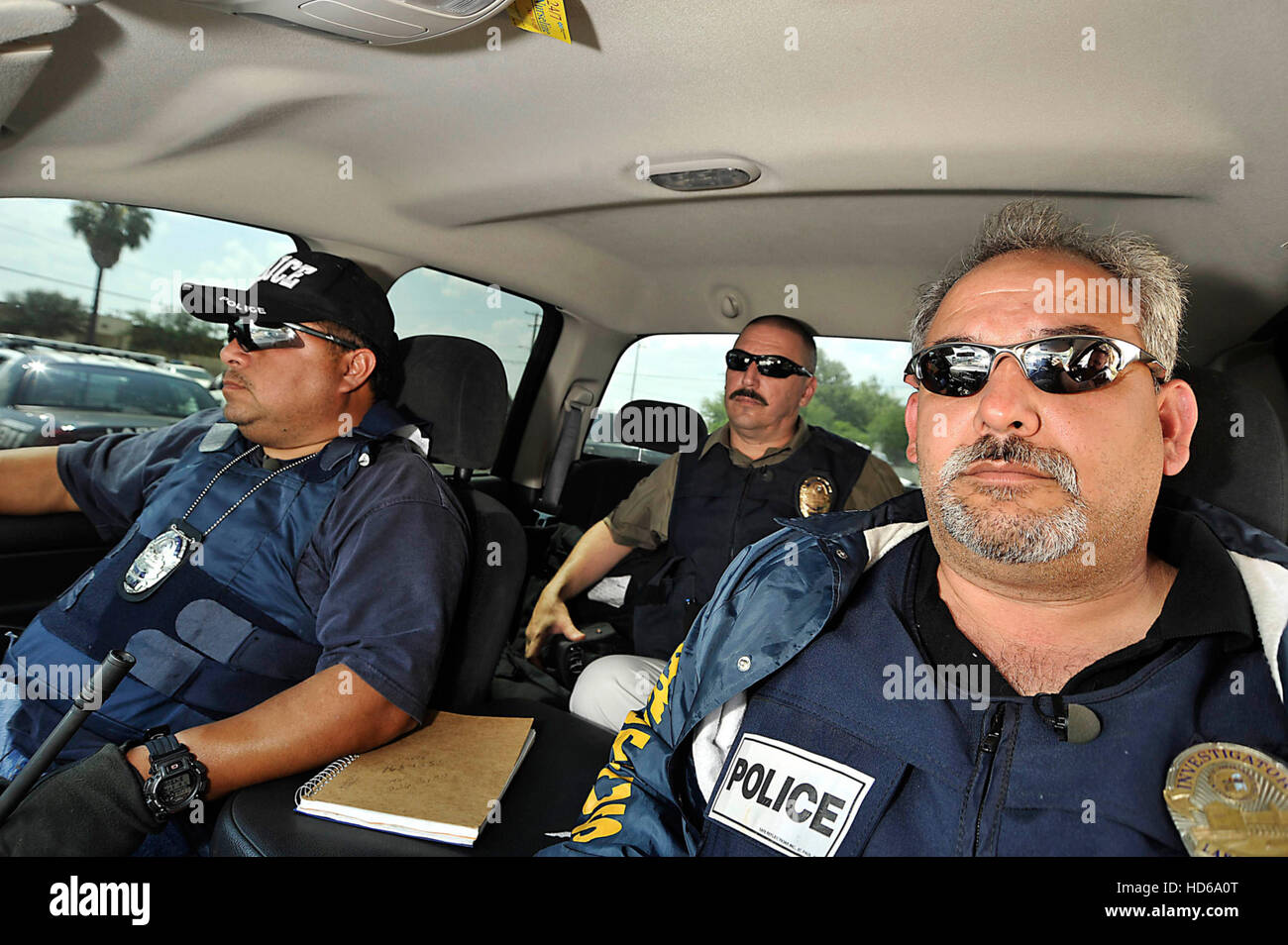 BORDERTOWN LAREDO, (from left) Paco Del, Sgt. Robert Sifuentes,