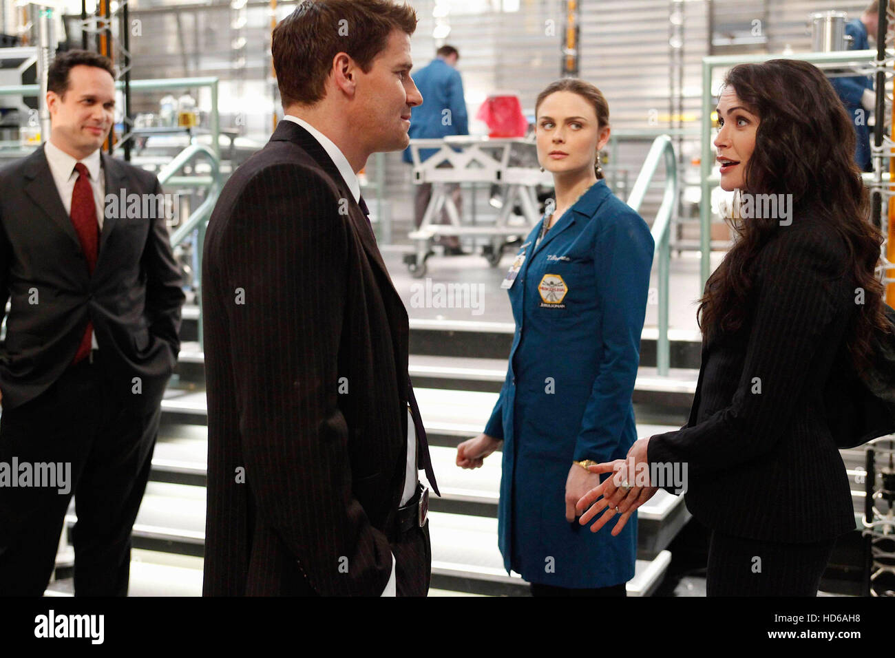 BONES, (from left): Diedrich Bader, David Boreanaz, Emily Deschanel ...