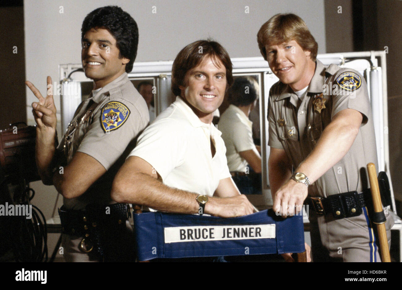 CHIPS, (from left) Erik Estrada, Bruce Jenner, Larry Wilcox onset