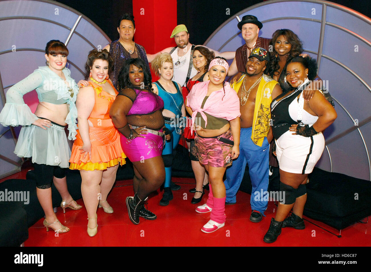 DANCE YOUR ASS OFF, (from left): contestants Angela, Ruben, Trice, Karla, Warren, Tara, Pinky