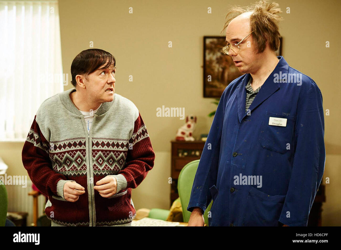 DEREK, (from left): Ricky Gervais, Karl Pilkington,(Season 2, 2014