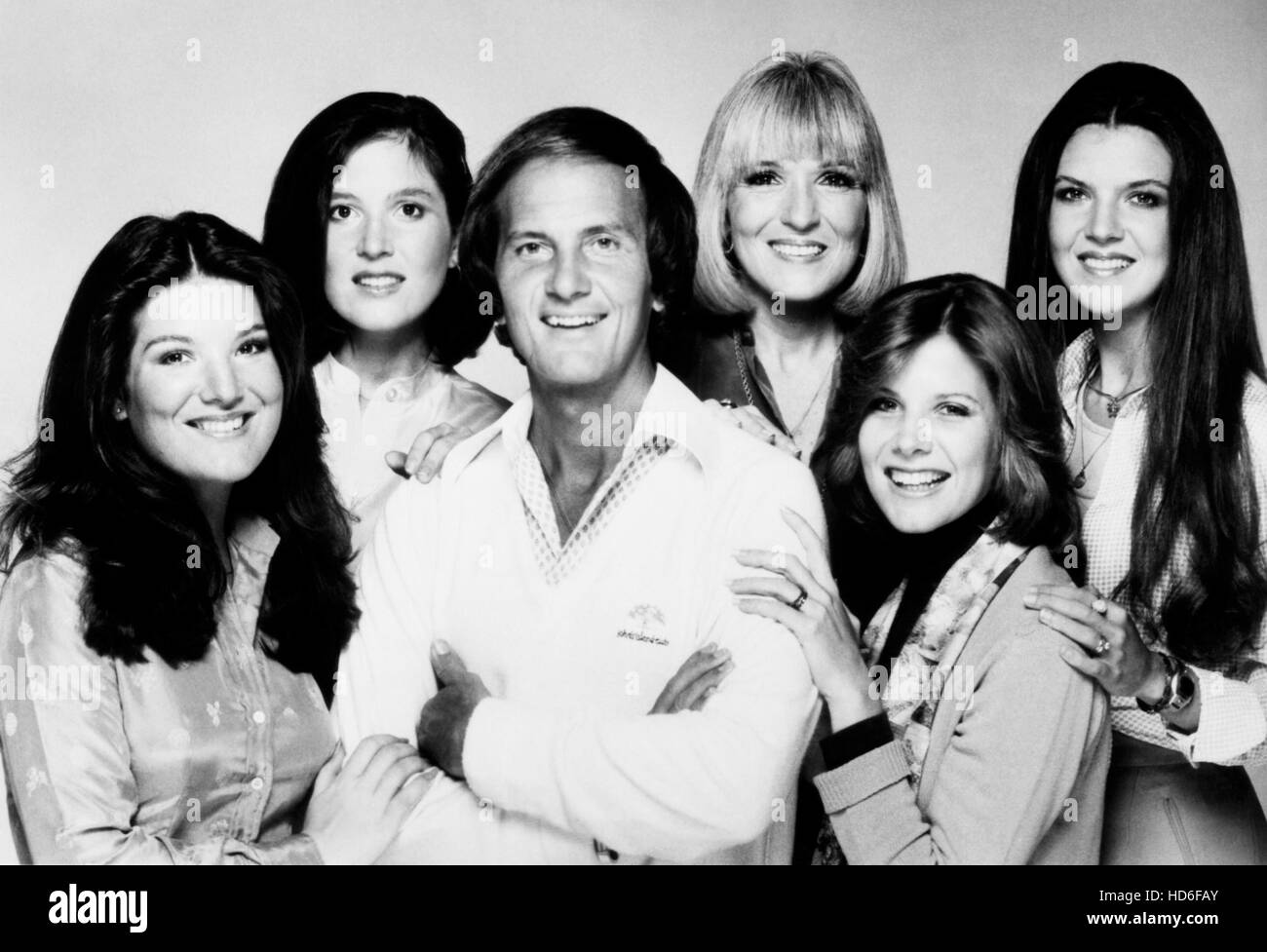 PAT BOONE AND FAMILY, from left, Laury Boone, Lindy Boone, Pat Boone, Shirley Boone, Debby Boone, Cherry Boone, aired April 5, Stock Photo