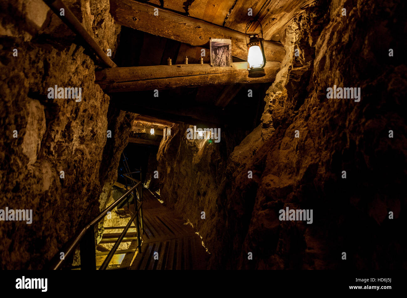 Old lanterns hang in Techatticup Mine, revealing a mining tunnel inside ...