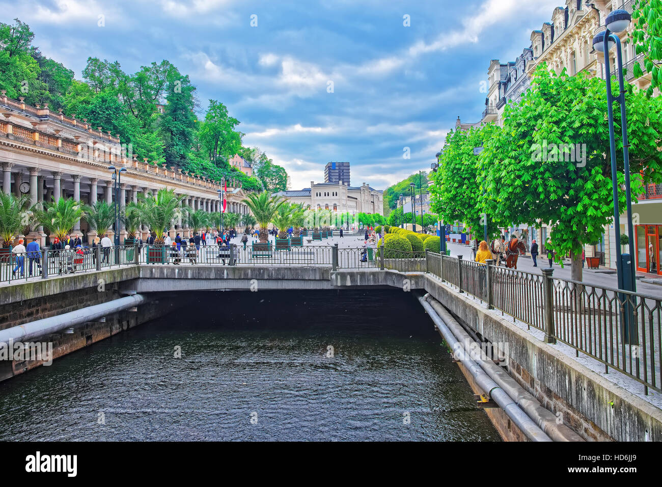 Karlovy vary, Czech republic - May 5, 2014: People at the Mill Colonnade in Karlovy Vary, Czech republic Stock Photo
