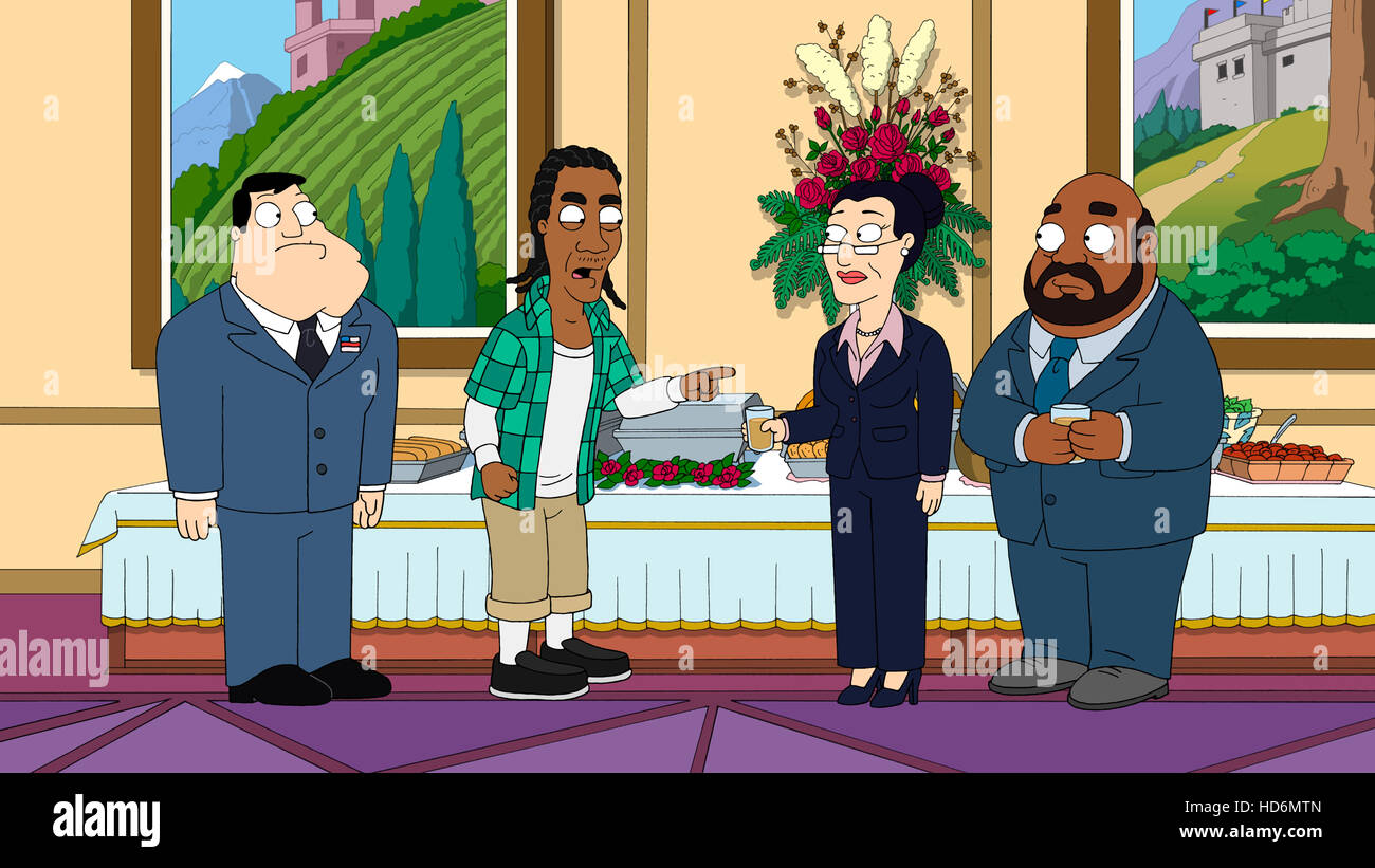 AMERICAN DAD, (from left): Stan Smith, Tracy Bryant (guest voice J.B.  Smoove), Superintendent Ellen Riggs, Principal Brian Stock Photo - Alamy