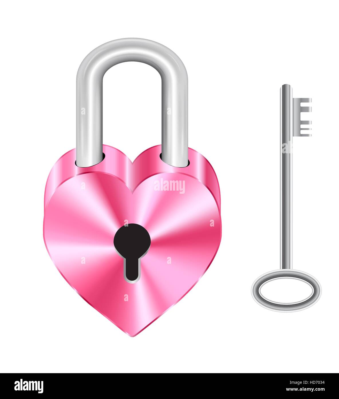 steel pink heart shape master key lock and steel key Stock Vector Image