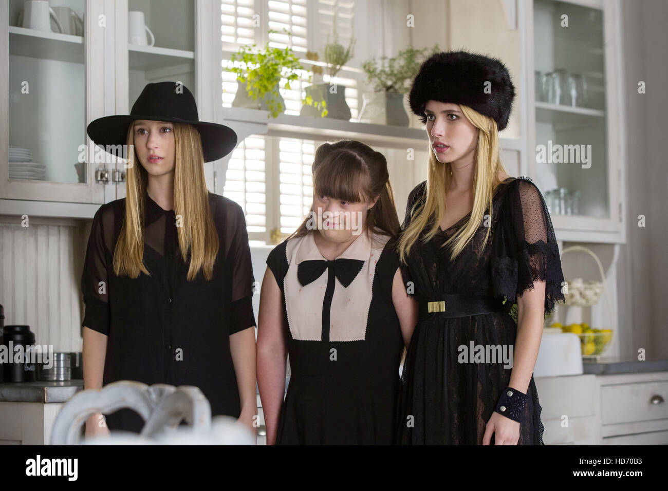 AMERICAN HORROR STORY COVEN l r Taissa Farmiga Jamie Brewer Emma Roberts in Head Season 3 Episode 9 aired December Stock Photo Alamy