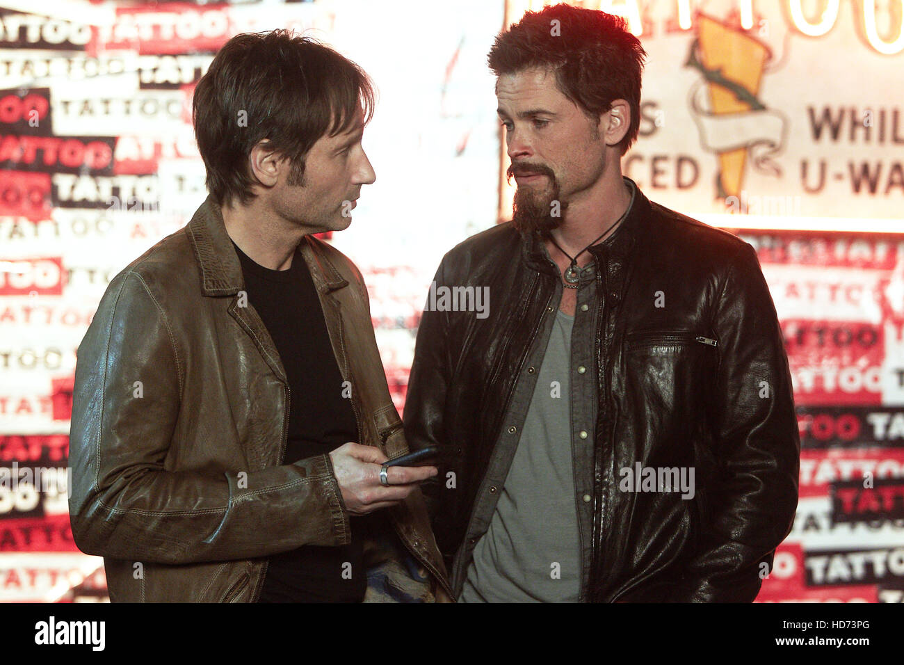 CALIFORNICATION, (from left) David Duchovny, Rob Lowe, 'Lawyers, Guns