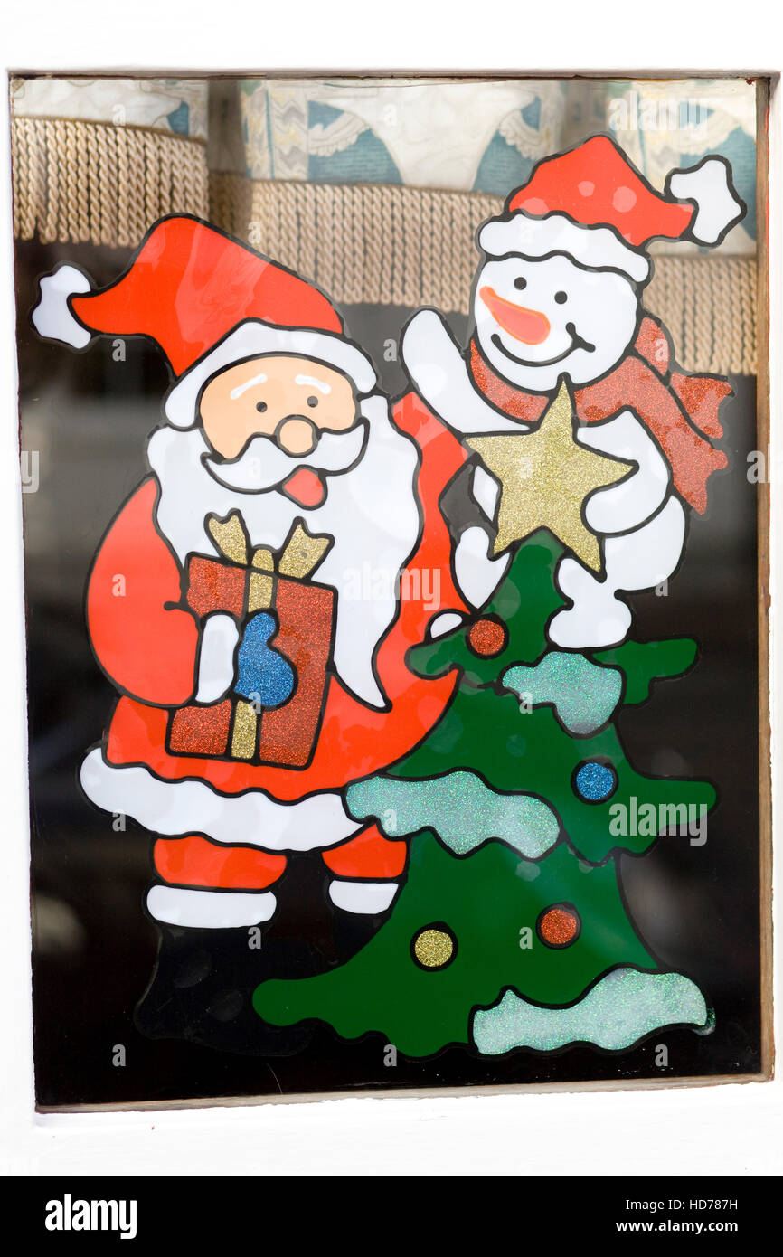 Window Christmas Decorations Stock Photo