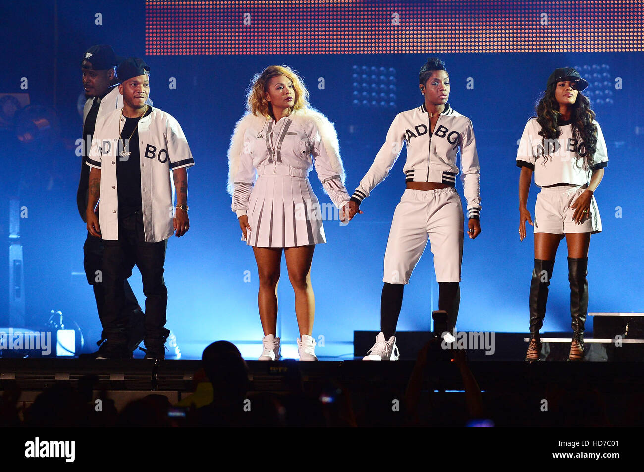 Sheek Louch, Keisha Spivey Epps, Pamela Long and Kima Raynor perform onstage during the Bad Boy Family Reunion Tour at the American Airlines Arena in Miami, Florida.  Featuring: The Lox, Total, Sheek Louch, Keisha Spivey Epps, Pamela Long, Kima Raynor Whe Stock Photo