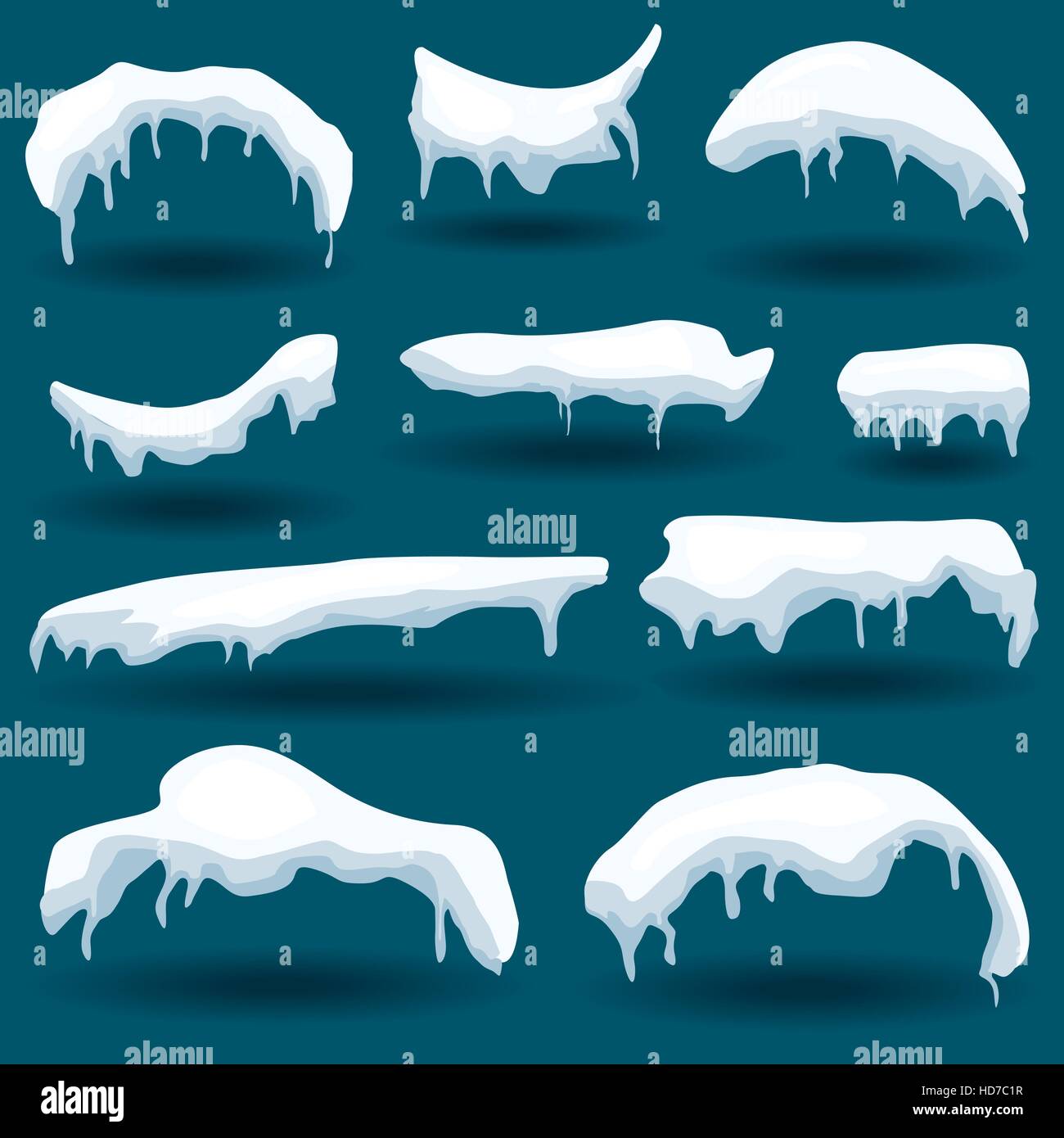 Snow Cap Set. Vector Illustration. Winter Design Elements. Stock Vector