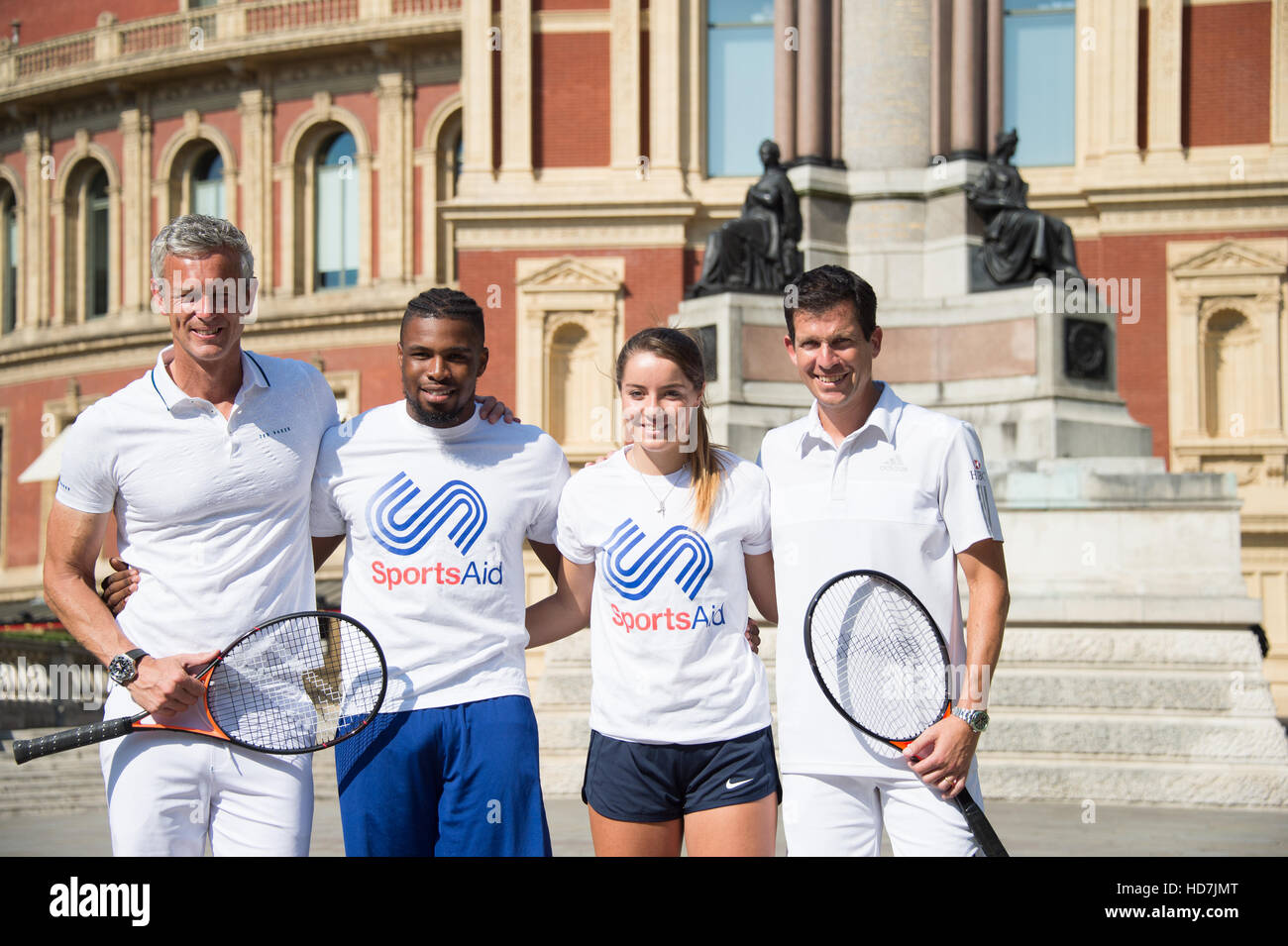 Launch of the partnership between Champions Tennis at the Royal Albert Hall and SportsAid  Featuring: Tim Henman, Mark Foster, Khai Riley-Laborde, Jodie Anna Burrage Where: London, United Kingdom When: 14 Sep 2016 Stock Photo