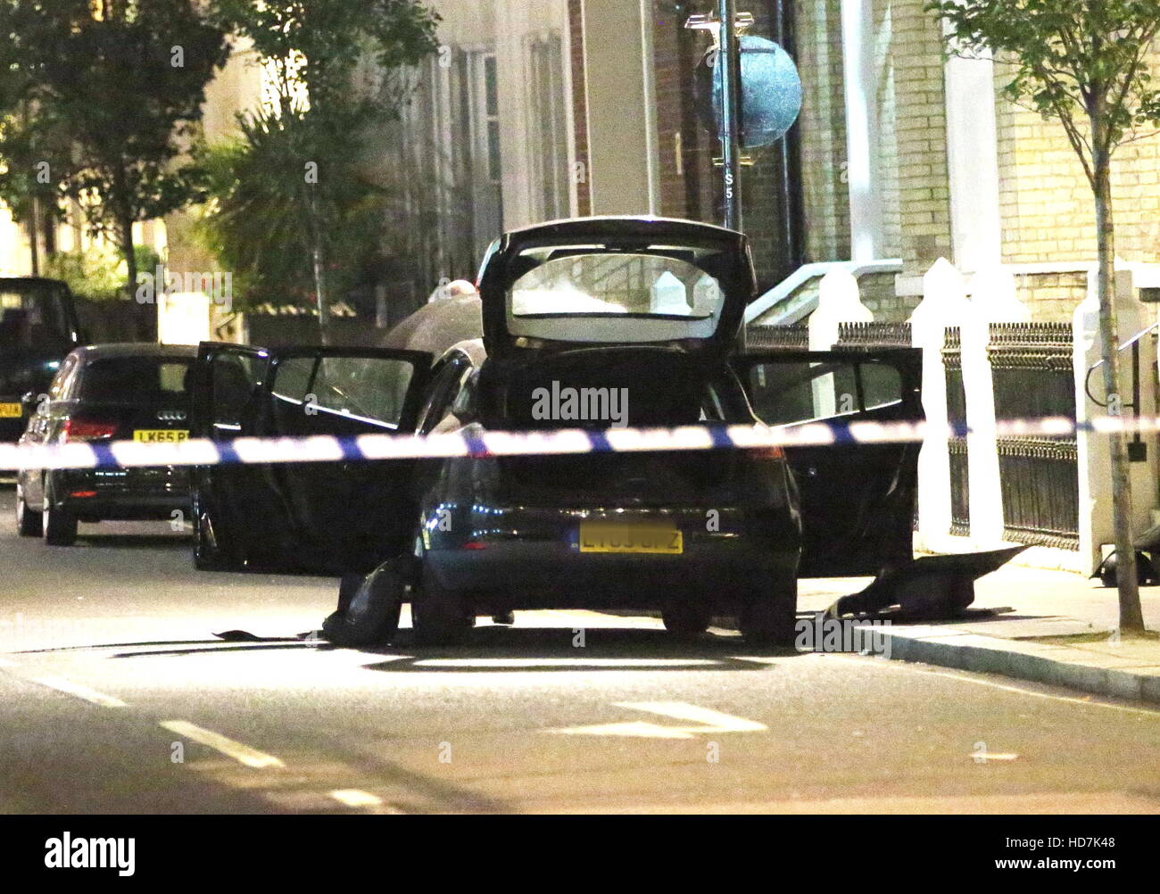 Police search a suspicious vehicle near BBC Broadcasting House in London  Featuring: Atmosphere Where: London, United Kingdom When: 14 Sep 2016 Stock Photo