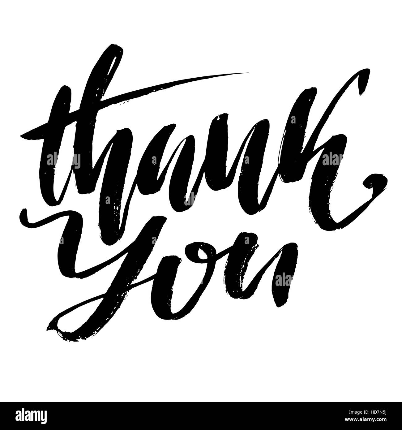 Thank You Handwritten Inscription Hand Drawn Lettering Thank You Card Vector Illustration