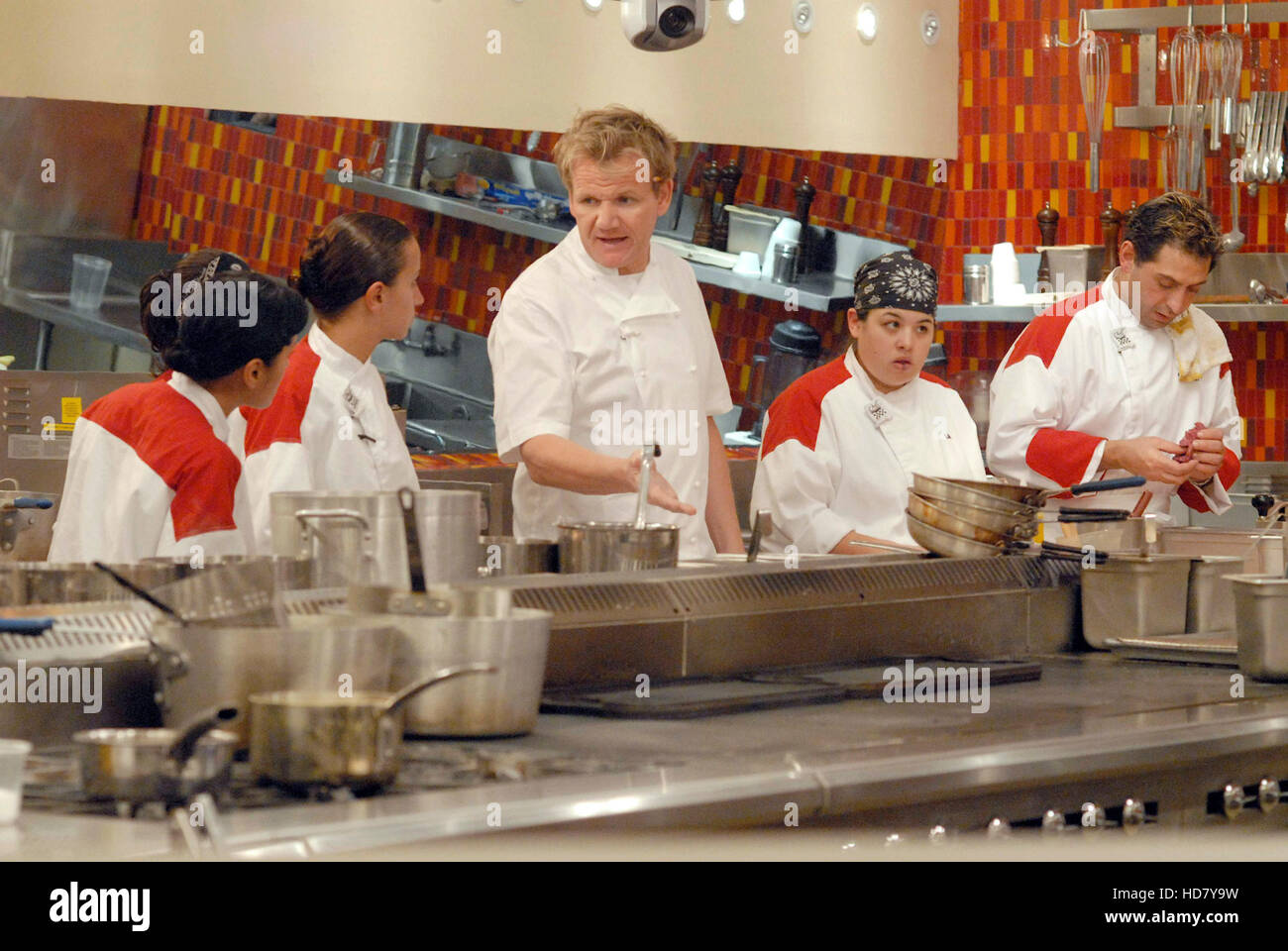 HELL'S KITCHEN, Chef Gordon Ramsay (center) with Red Team, 'Day 7 ...