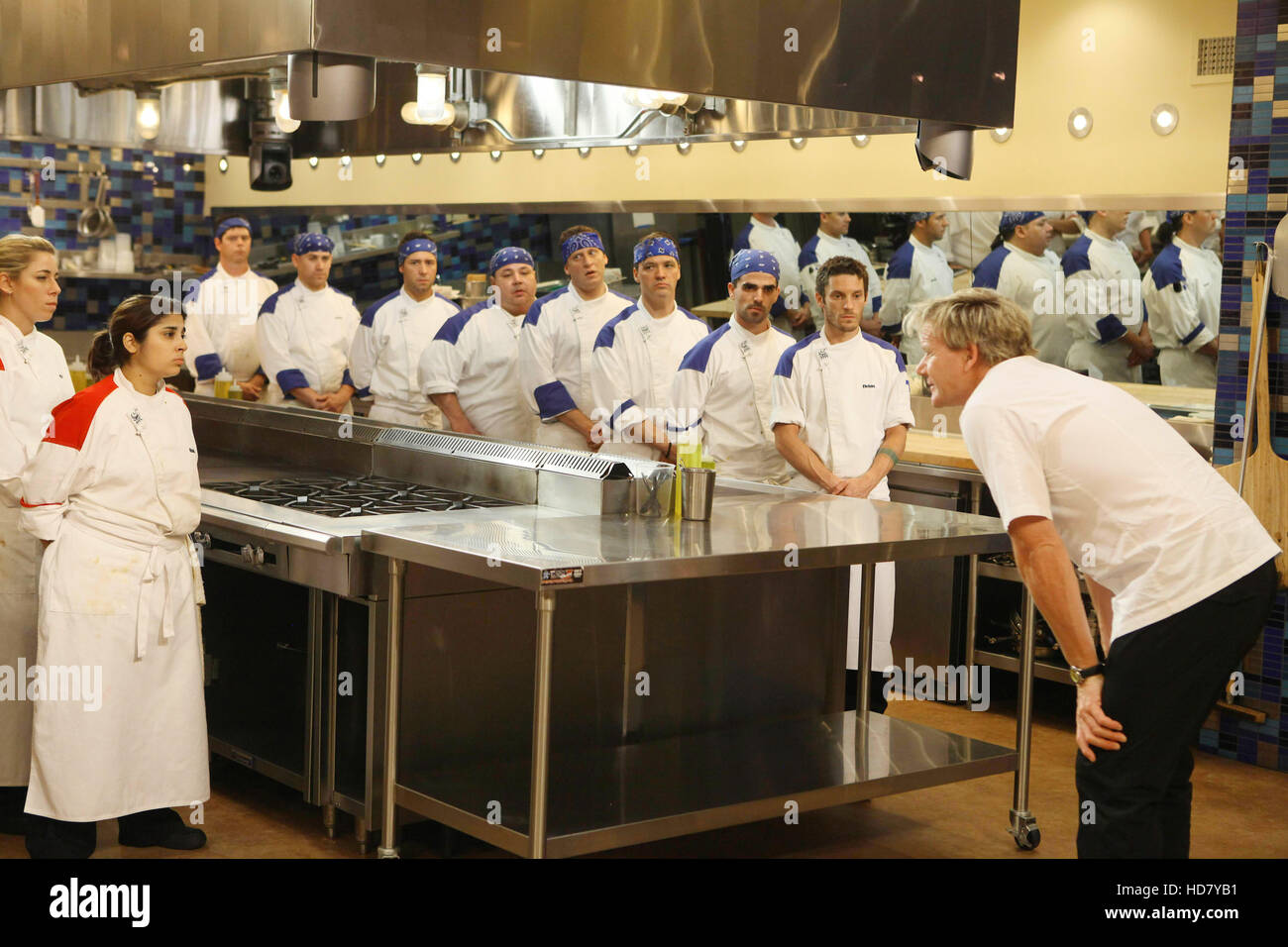 HELL'S KITCHEN, 'Red Team' & 'Blue Team' contestants with chef Gordon ...