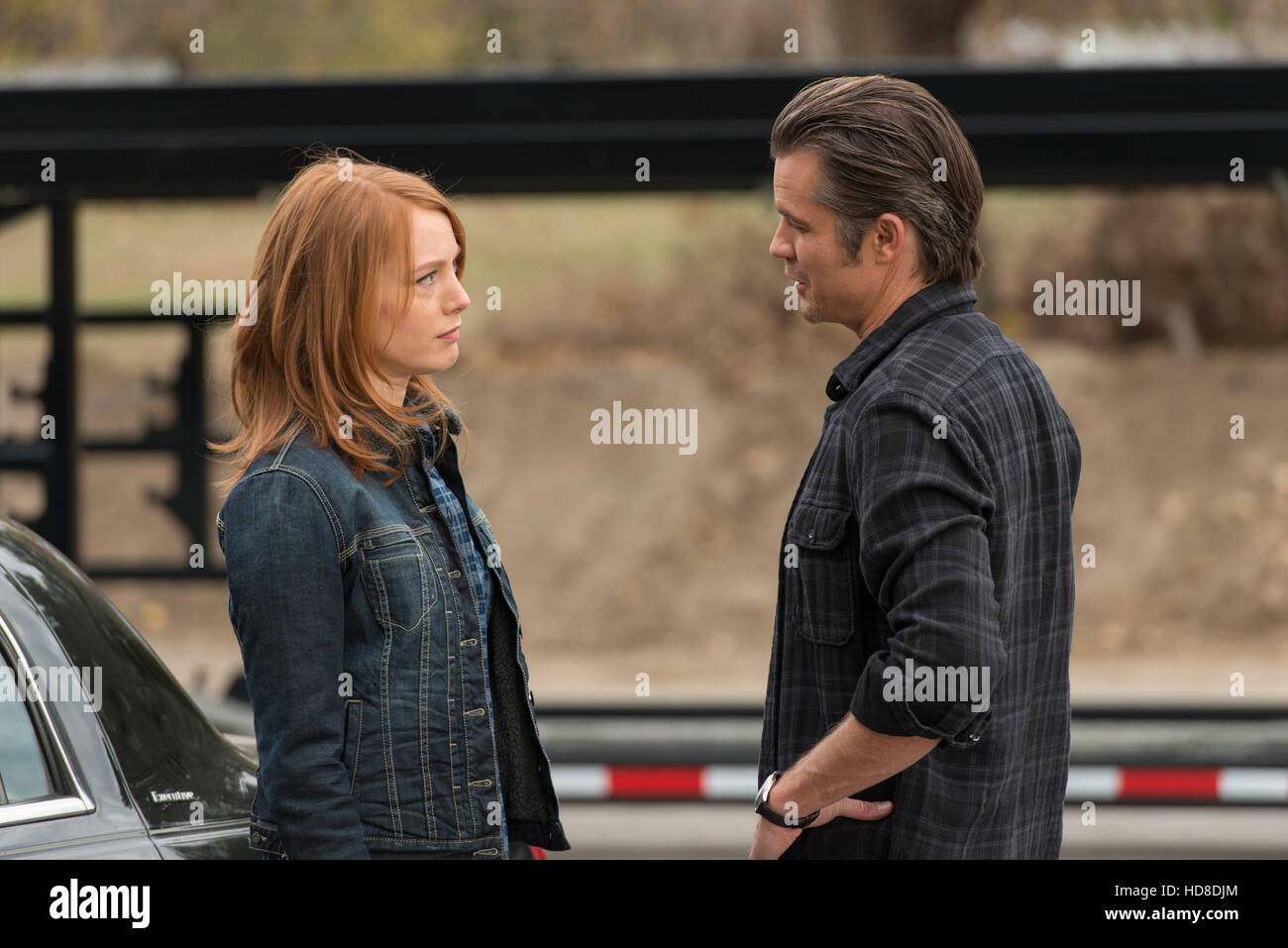JUSTIFIED, lr Alicia Witt, Timothy Olyphant in 'Whistle Past the
