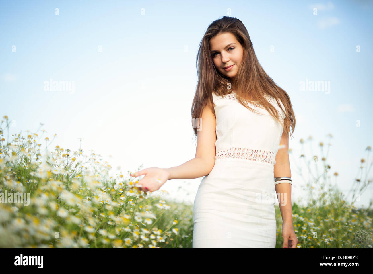 Beautiful happy woman enjoying allergy free season Stock Photo