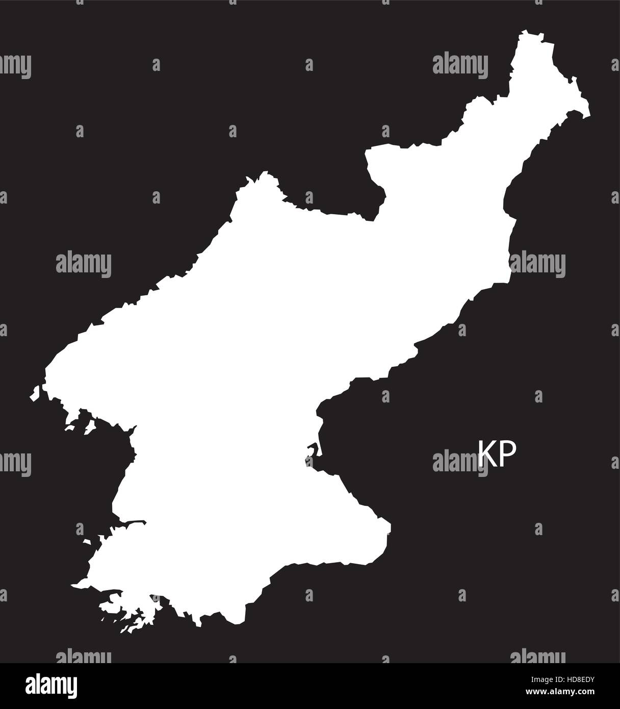 North Korea Map black and white illustration Stock Vector Image & Art ...