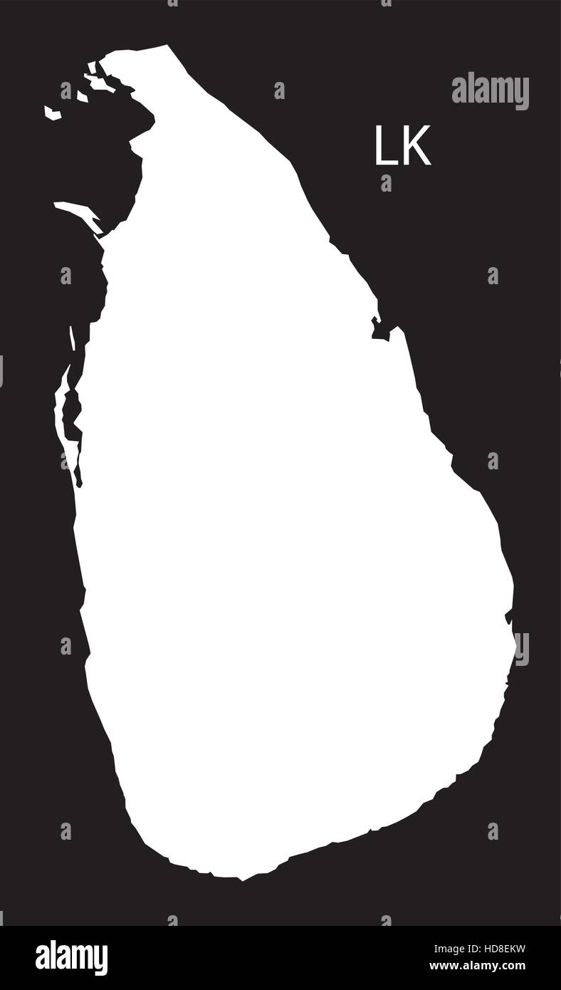 Sri Lanka Map black and white illustration Stock Vector