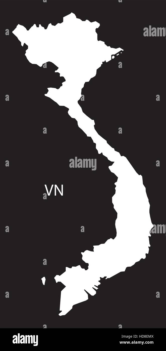 Vietnam Map black and white illustration Stock Vector