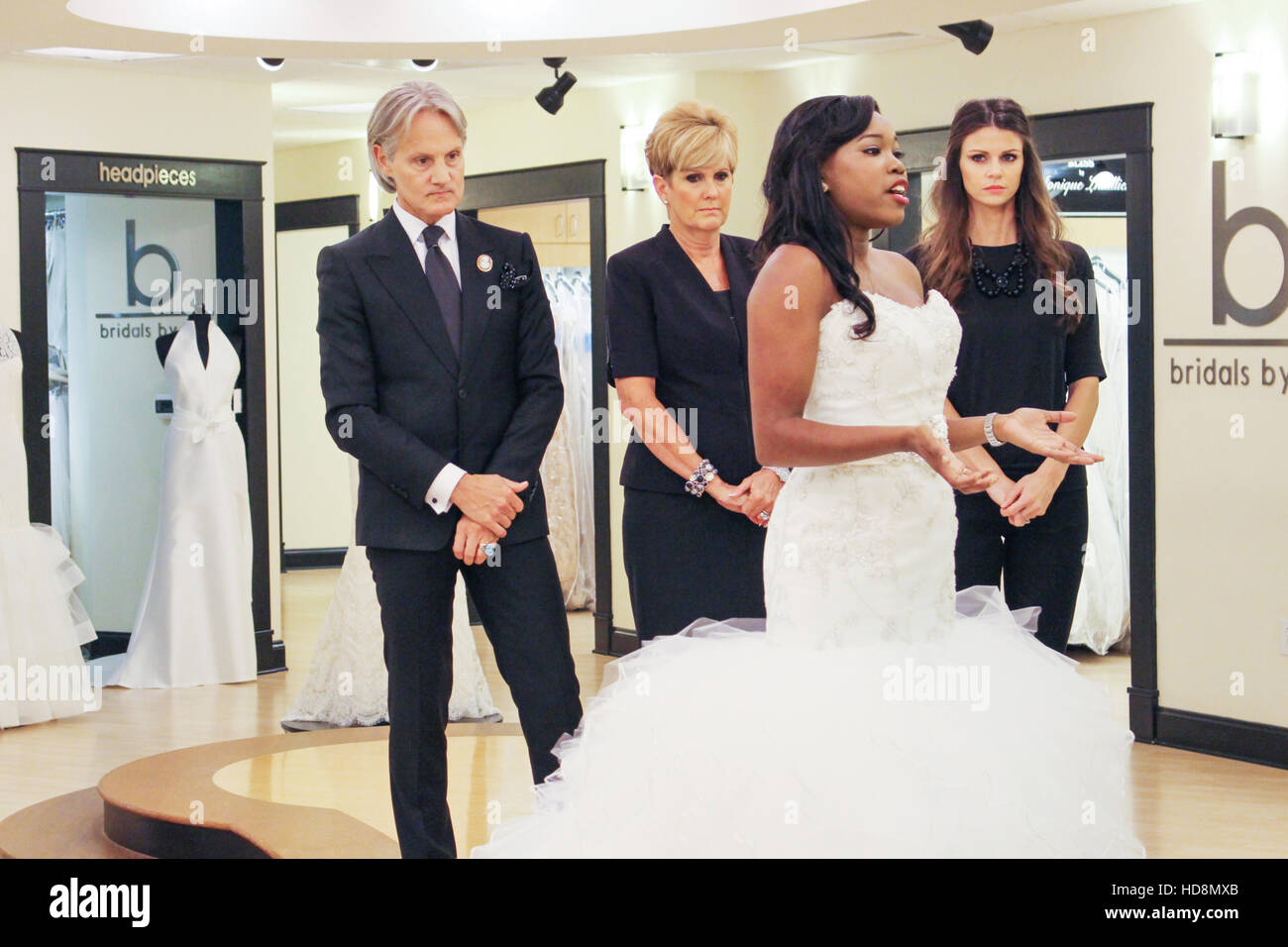 SAY YES TO THE DRESS ATLANTA, l-r: Monte Durham, Lori Allen, Elesia in  'Bridal Highs and Woes' (Season 8, Episode 4, aired Stock Photo - Alamy