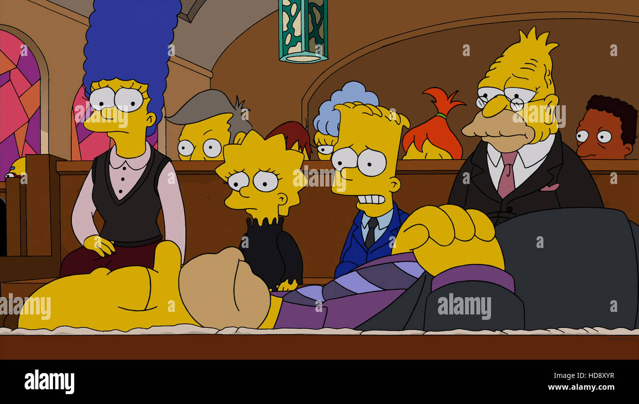 THE SIMPSONS, front Homer Simpsons, rear lr Marge Simpson, Lisa