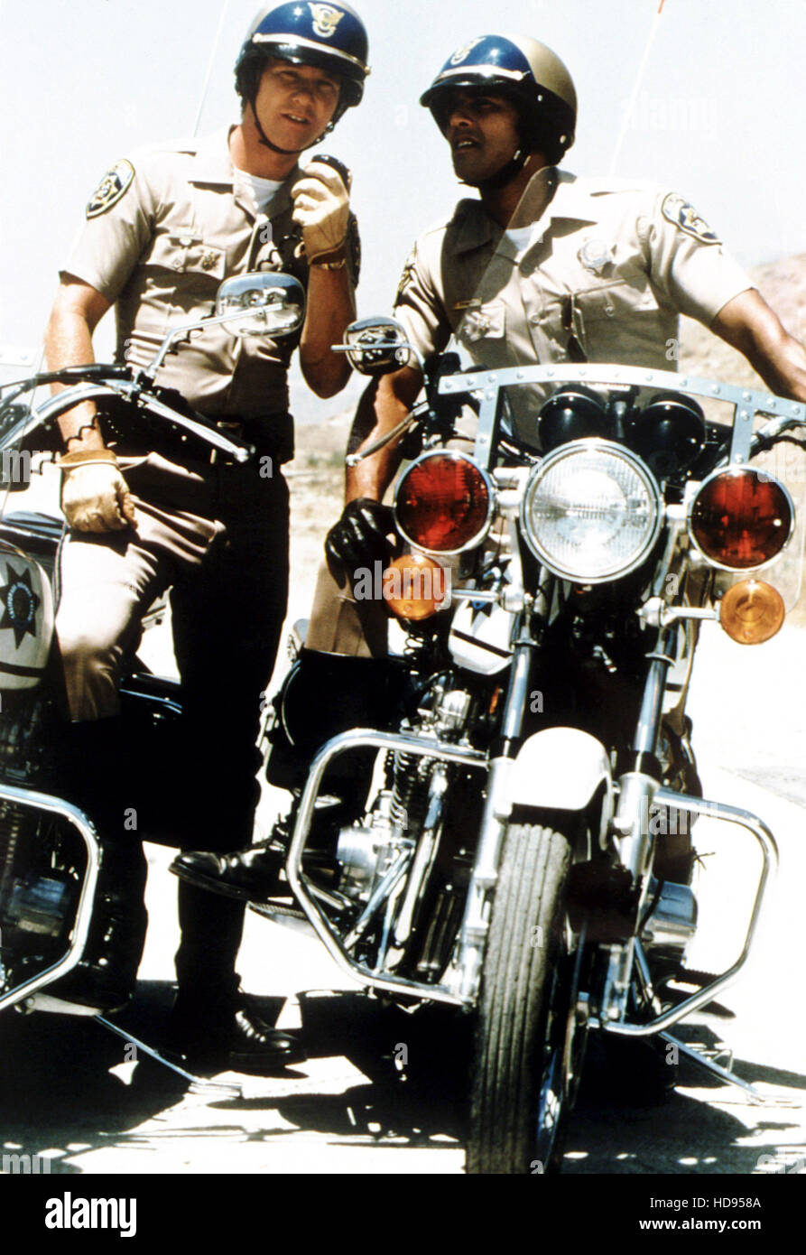CHIPS, (from left) Larry Wilcox, Erik Estrada, 197783 Stock Photo Alamy